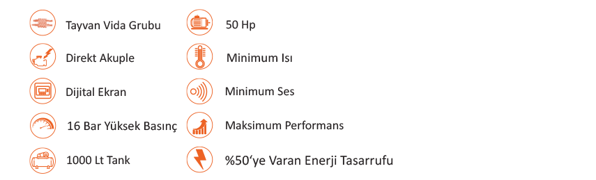 16 Bar İnvertörlü Vidalı Hava Kompresörü