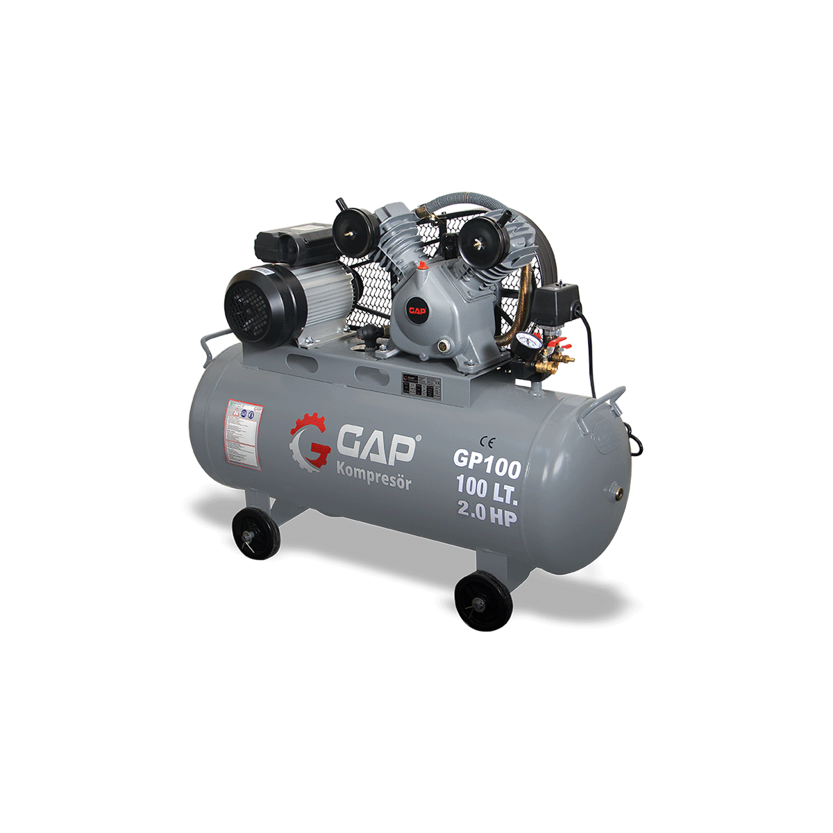 100 Lt 2 Kafa 8 Bar 2 Hp Pistonlu Hava Kompresörü I GP100