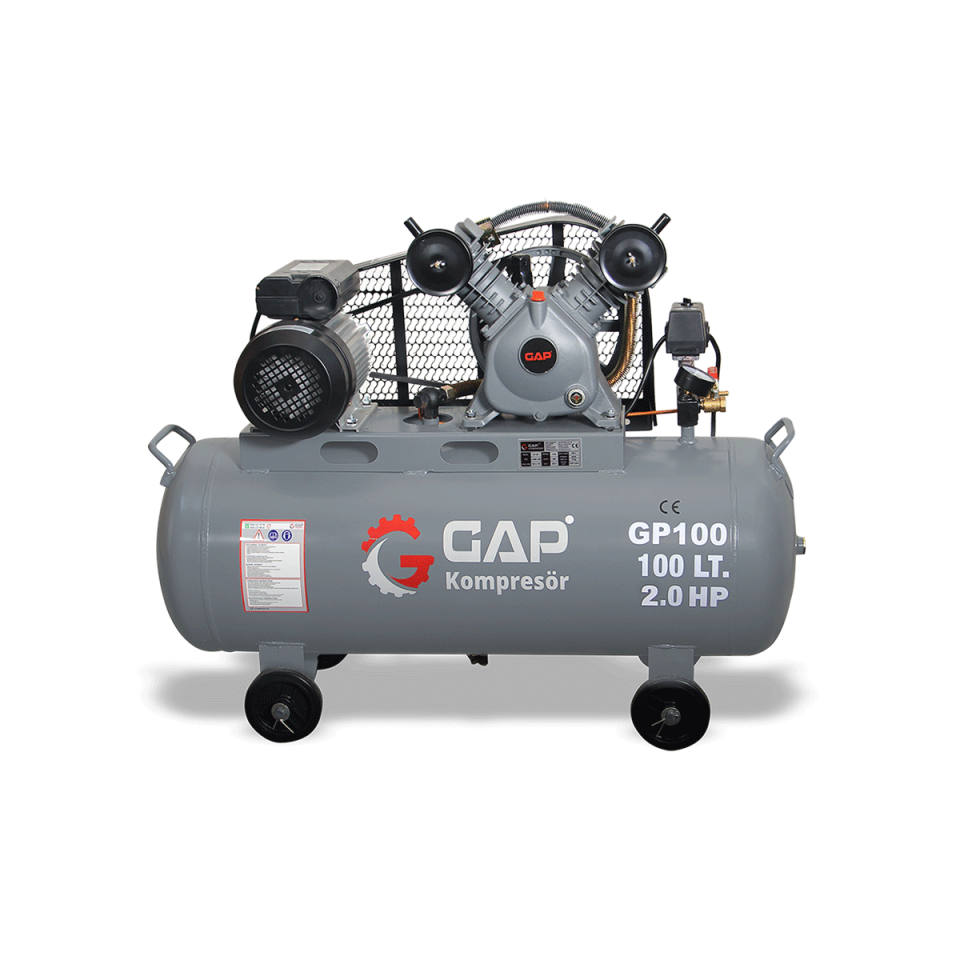 100 Lt 2 Kafa 8 Bar 2 Hp Pistonlu Hava Kompresörü I GP100
