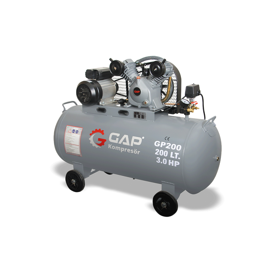 200 Lt 2 Kafa 8 Bar 3 Hp Pistonlu Hava Kompresörü I GP200