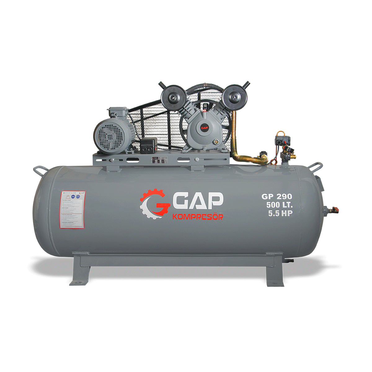 500 Lt 2 Kafa 8 Bar 5.5 Hp  Pistonlu Hava Kompresörü I GP290\500