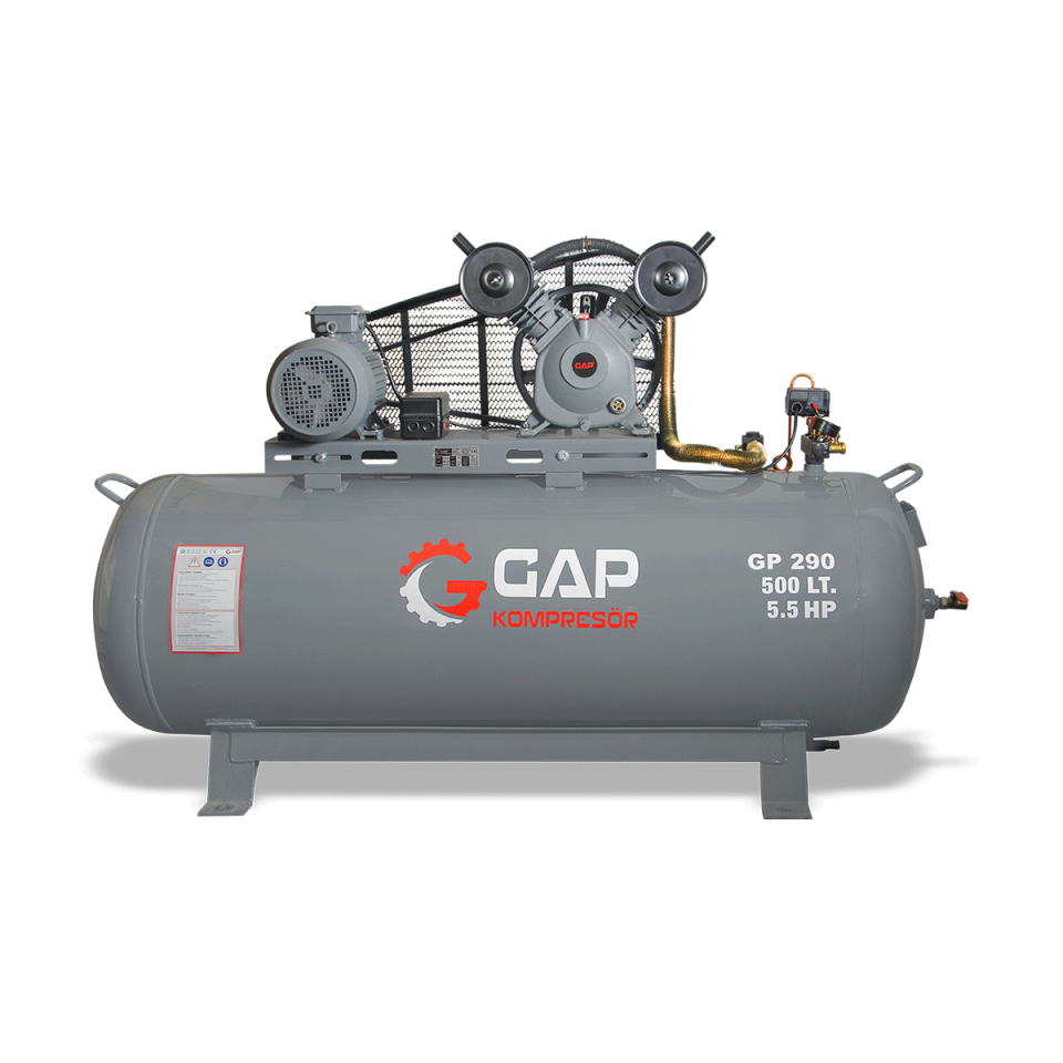 500 Lt 2 Kafa 8 Bar 5.5 Hp  Pistonlu Hava Kompresörü I GP290\500