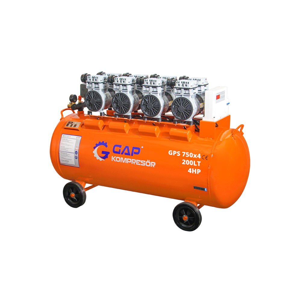 200 Lt Sessiz Ve Yağsız Hava Kompresörü  I GPS750X4