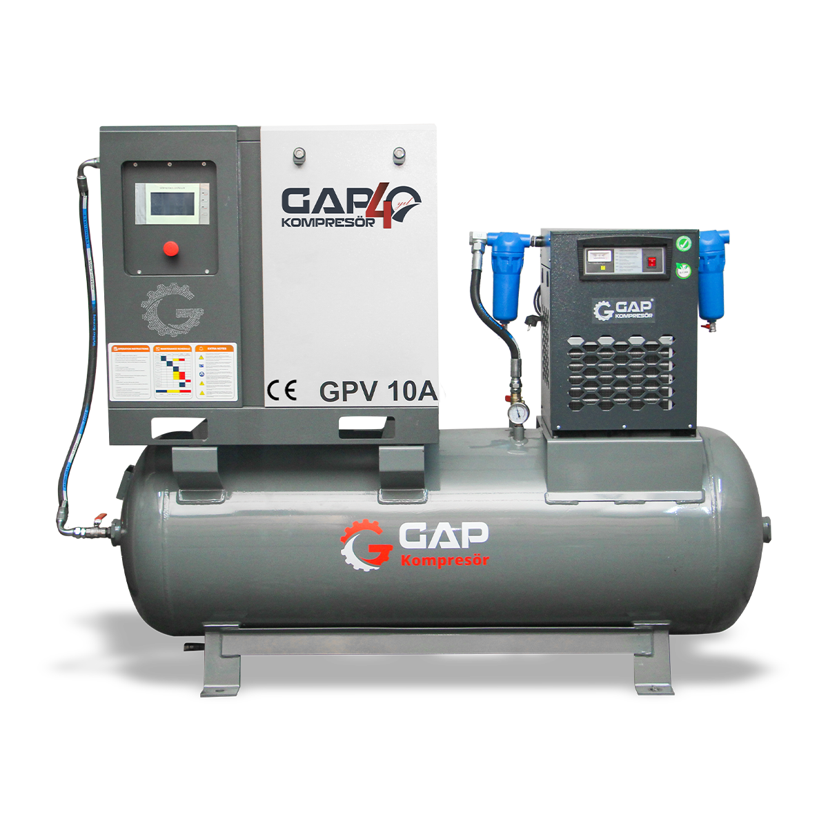10 Hp 500 Lt Depo Üstü Vidalı Hava Kompresörü I GPV10A