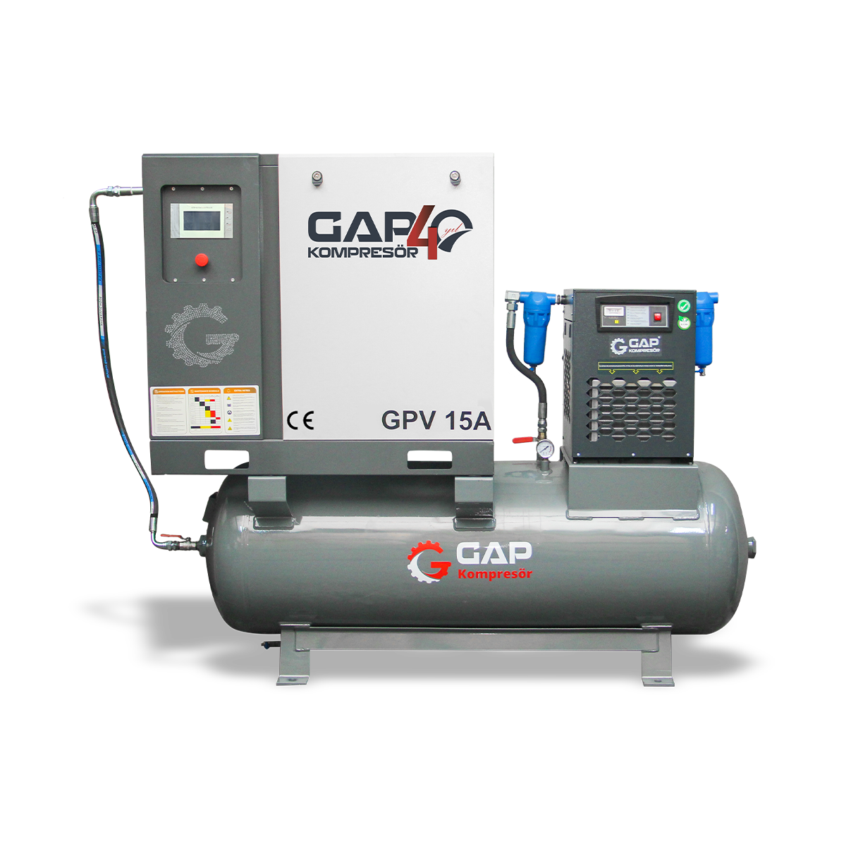 15 Hp 500 Lt Depo Üstü Vidalı Hava Kompresörü  I GPV15A