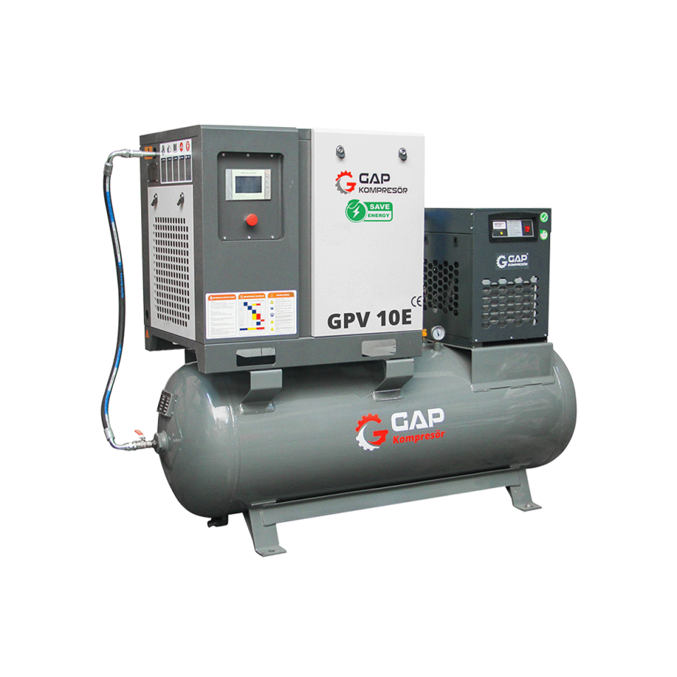 10 Hp 500 Lt Depo Üstü İnvertörlü Vidalı Hava Kompresörü I GPV10E