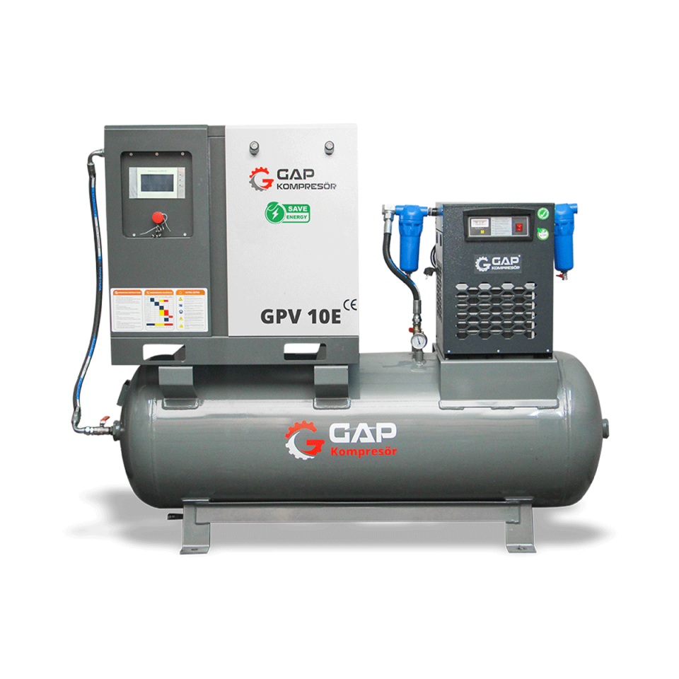 10 Hp 500 Lt Depo Üstü İnvertörlü Vidalı Hava Kompresörü I GPV10E