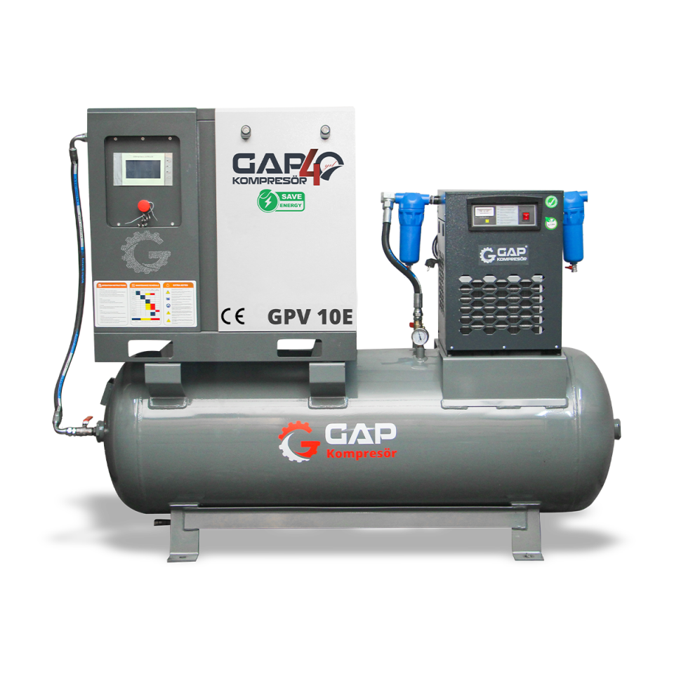 10 Hp 500 Lt Depo Üstü İnvertörlü Vidalı Kompresör I GPV10E