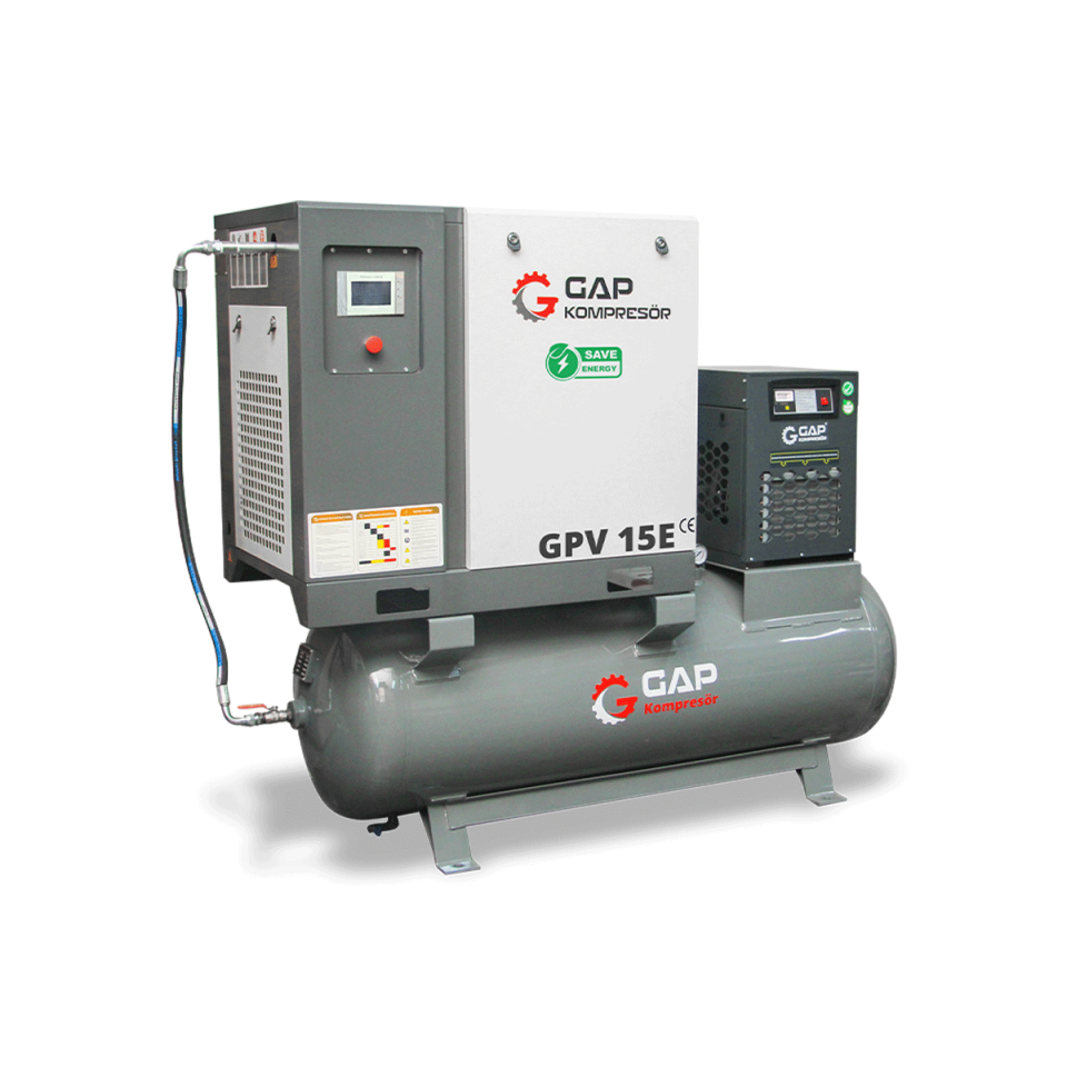 15 Hp 500 Lt  Depo Üstü İnvertörlü Vidalı Hava Kompresörü I GPV15E