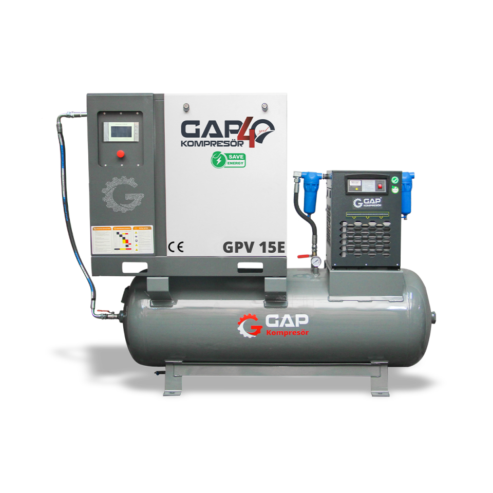 15 Hp 500 Lt Depo Üstü İnvertörlü Vidalı Kompresör I GPV15E