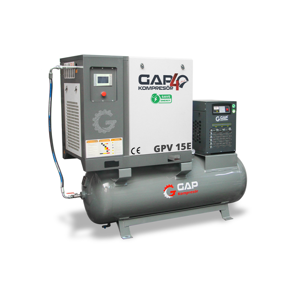 15 Hp 500 Lt Depo Üstü İnvertörlü Vidalı Kompresör I GPV15E