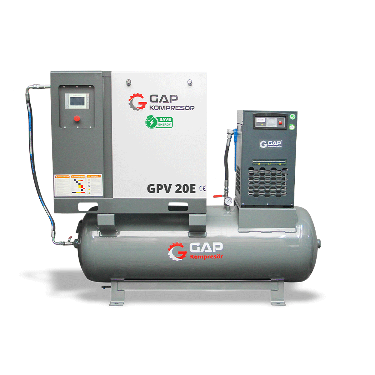 20 Hp 500 Lt Depo Üstü İnvertörlü Vidalı Hava Kompresörü I GPV20E