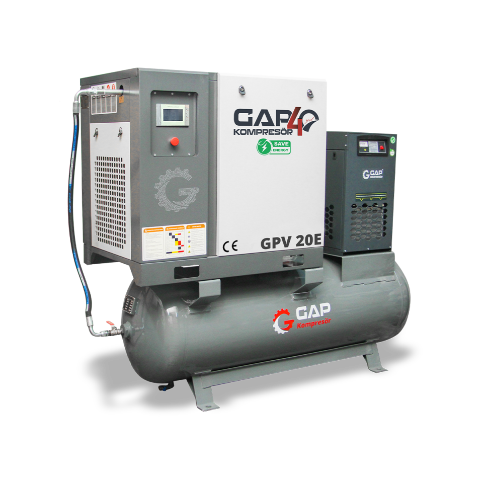 20 Hp 500 Lt Depo Üstü İnvertörlü Vidalı Kompresör I GPV20E