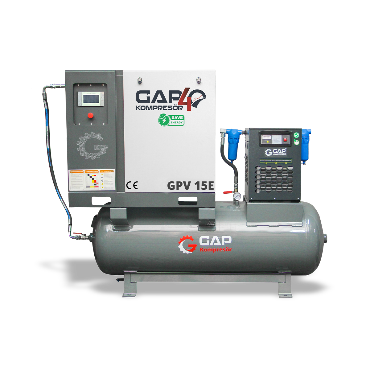 20 Hp 500 Lt Depo Üstü İnvertörlü Vidalı Kompresör I GPV20E