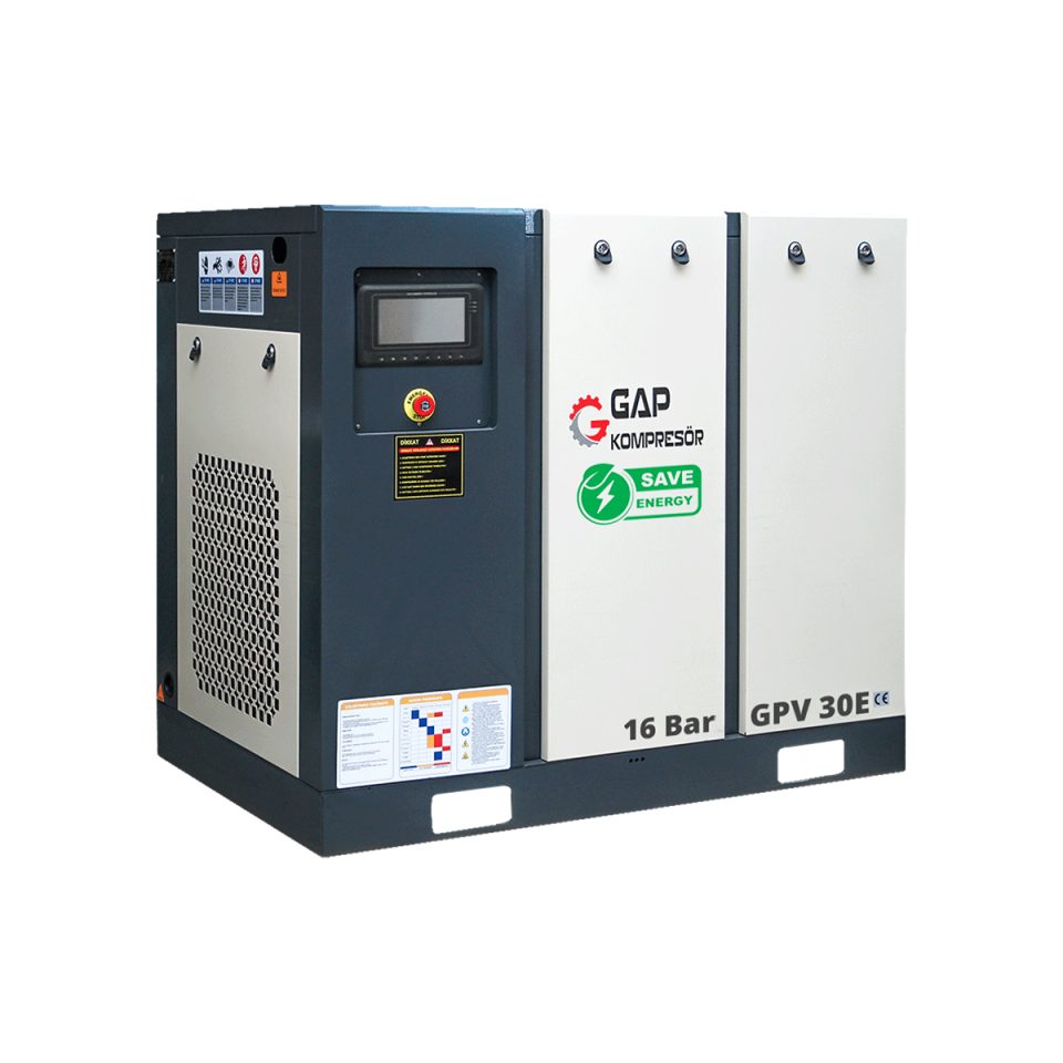 16 Bar 30 Hp 1000Lt İnvertörlü Vidalı Hava Kompresörü I GPV30E