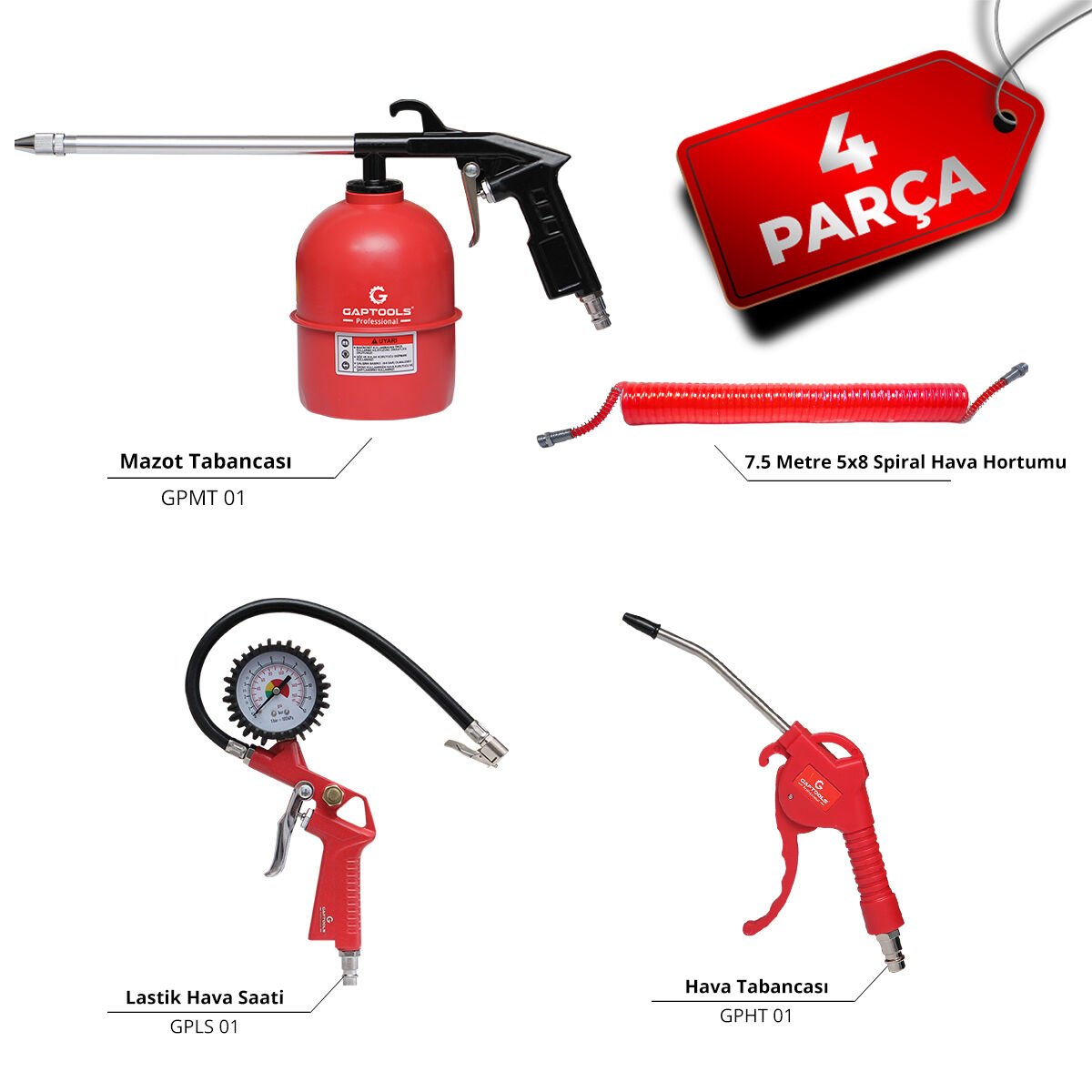 4 Parça Hava Kompresör Seti