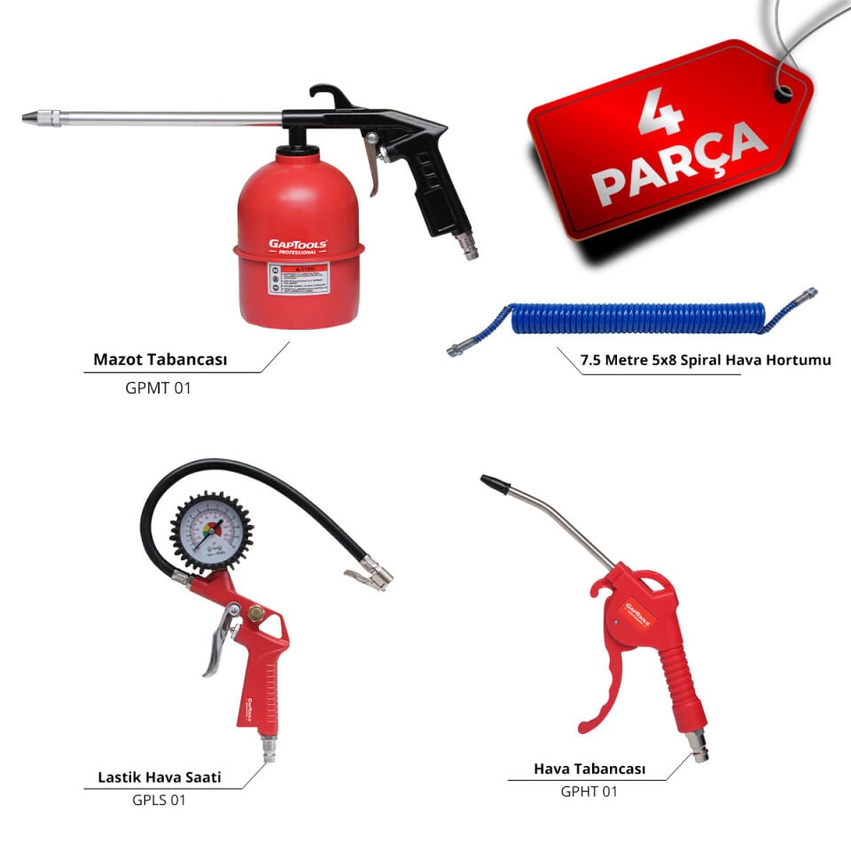 4 Parça Hava Kompresör Seti