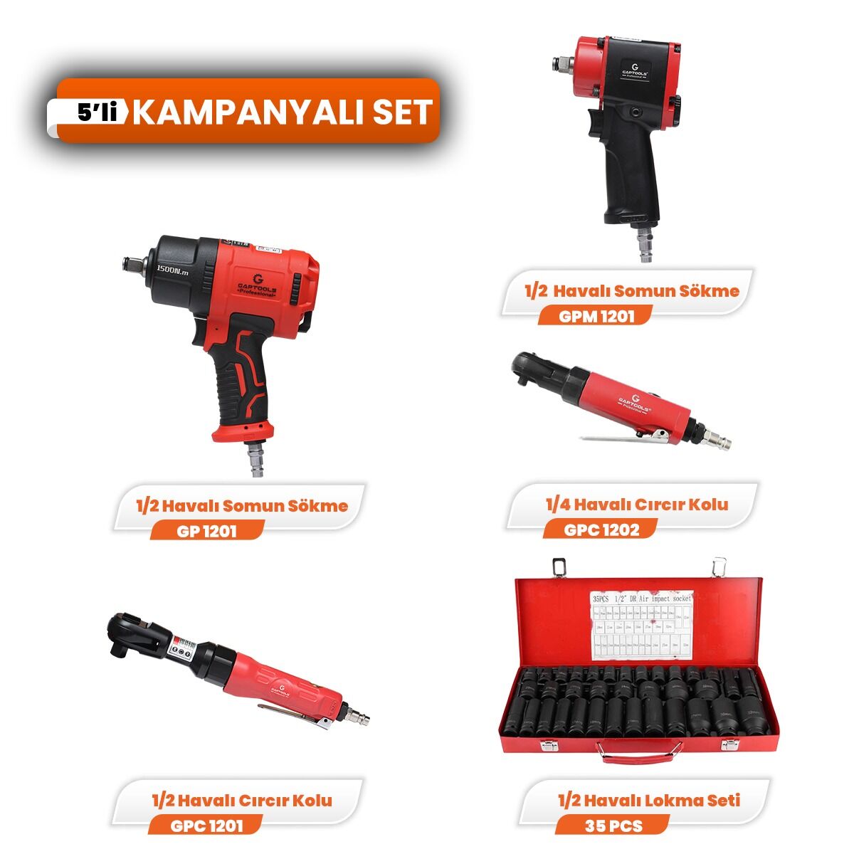 Havalı El Aletleri 5'li Kampanyalı Set