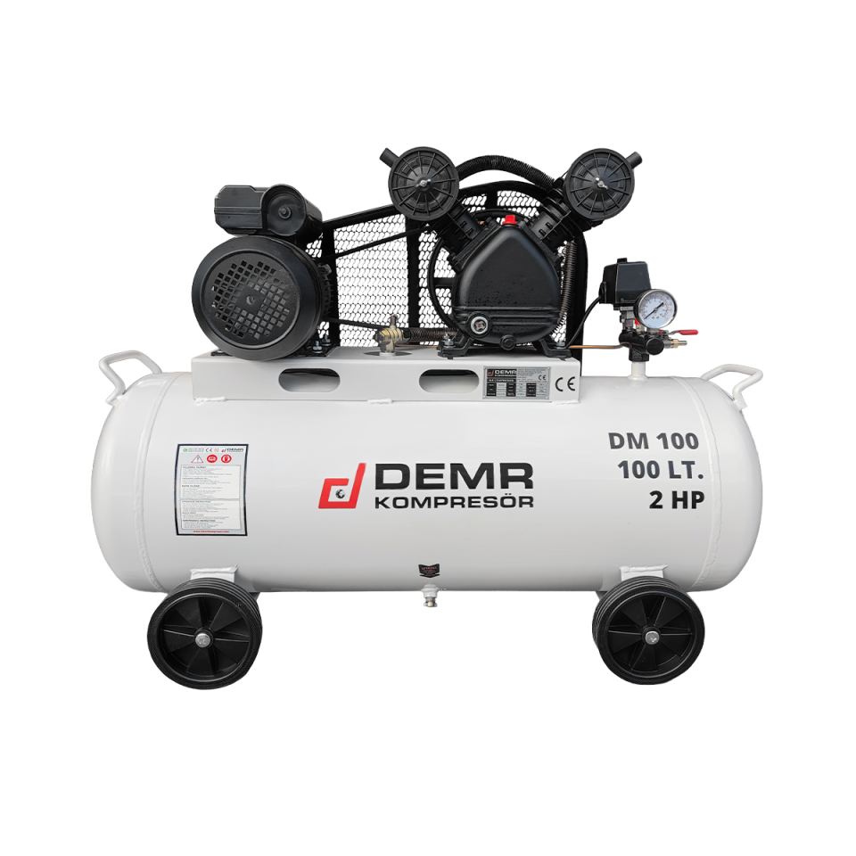 100 lt 2 Kafa 8 Bar 2 Hp Pistonlu Hava Kompresörü I DM100