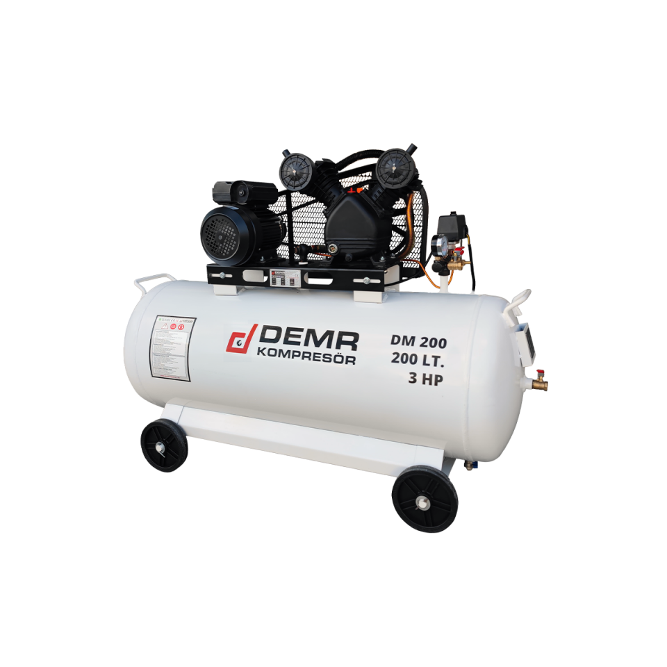 200 lt 2 Kafa 8 Bar 3 Hp Pistonlu Hava Kompresörü I DM200