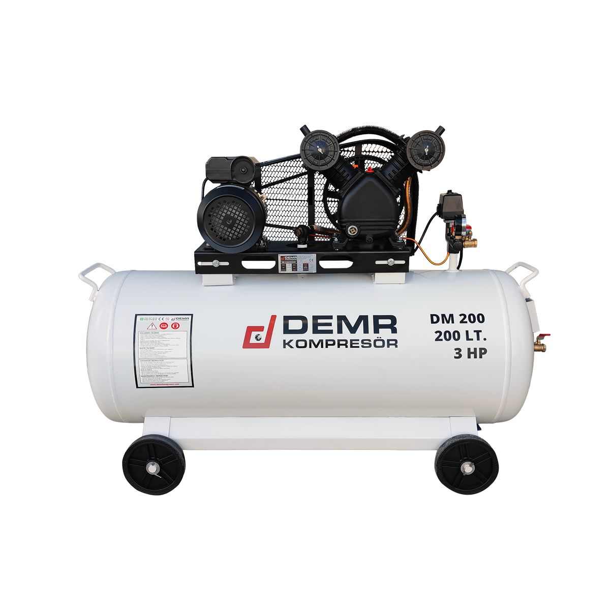 200 lt 2 Kafa 8 Bar 3 Hp Pistonlu Hava Kompresörü I DM200
