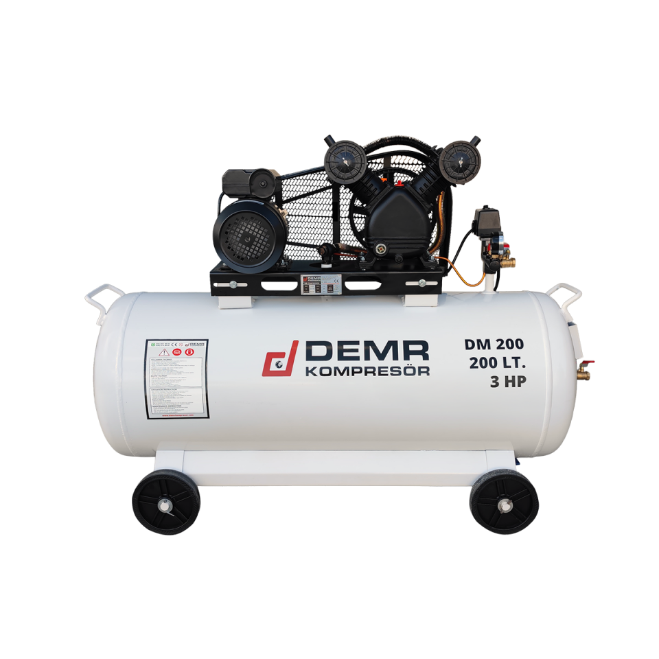 200 lt 2 Kafa 8 Bar 3 Hp Pistonlu Hava Kompresörü I DM200