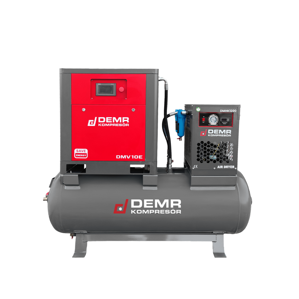 10 Hp 500 lt Depo Üstü İnvertörlü Vidalı Hava Kompresörü I DMV10E