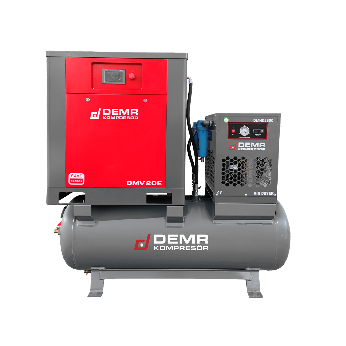 20 Hp 500 lt Depo Üstü İnvertörlü Vidalı Hava Kompresörü I DMV20E