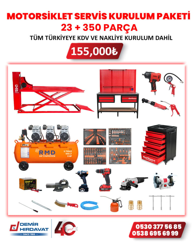 MOTORSİKLET SERVİS PAKETİ (23+350 PARÇA) PEŞİN FİYATA 6 TAKSİT